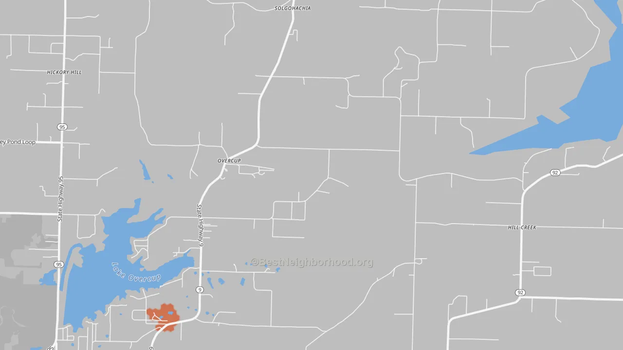 Bike Grade map of Overcup, AR