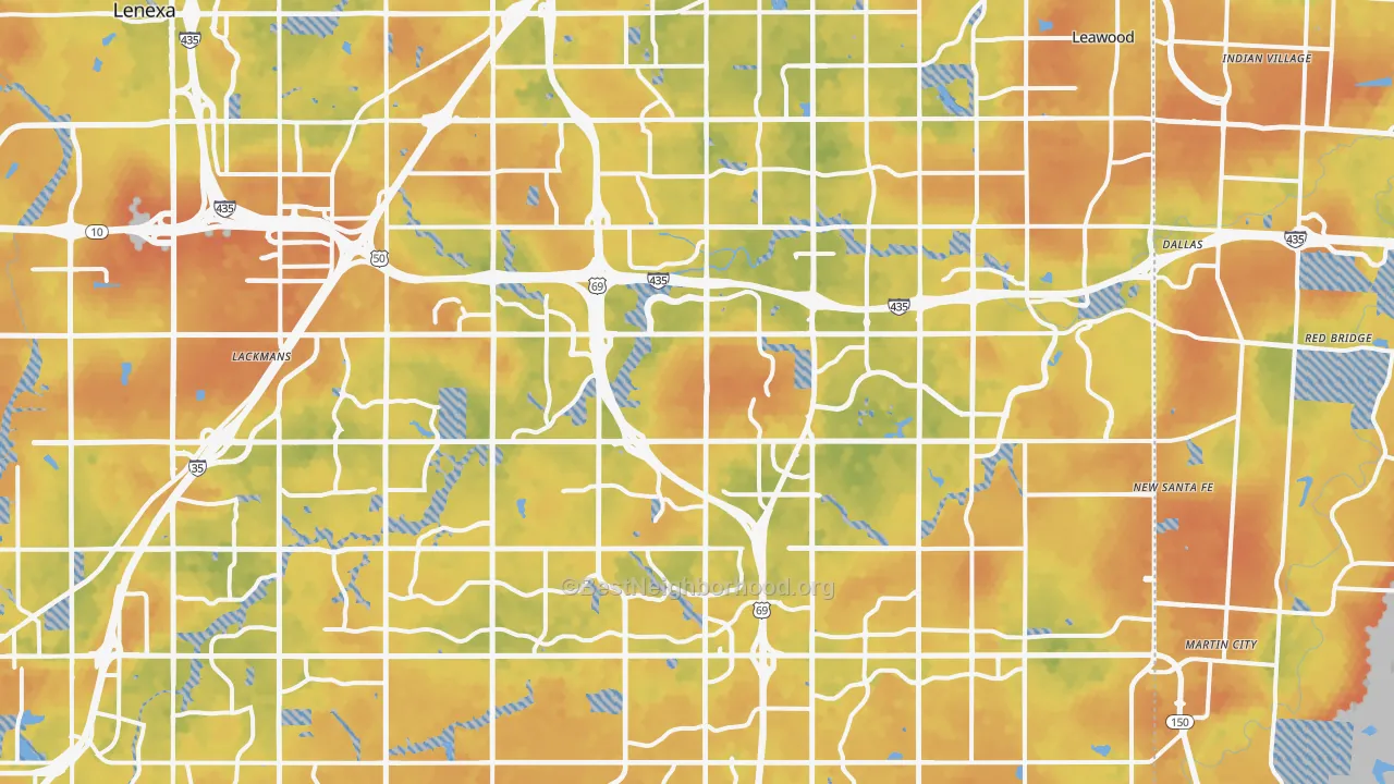 Bike Grade map of Overland Park, KS