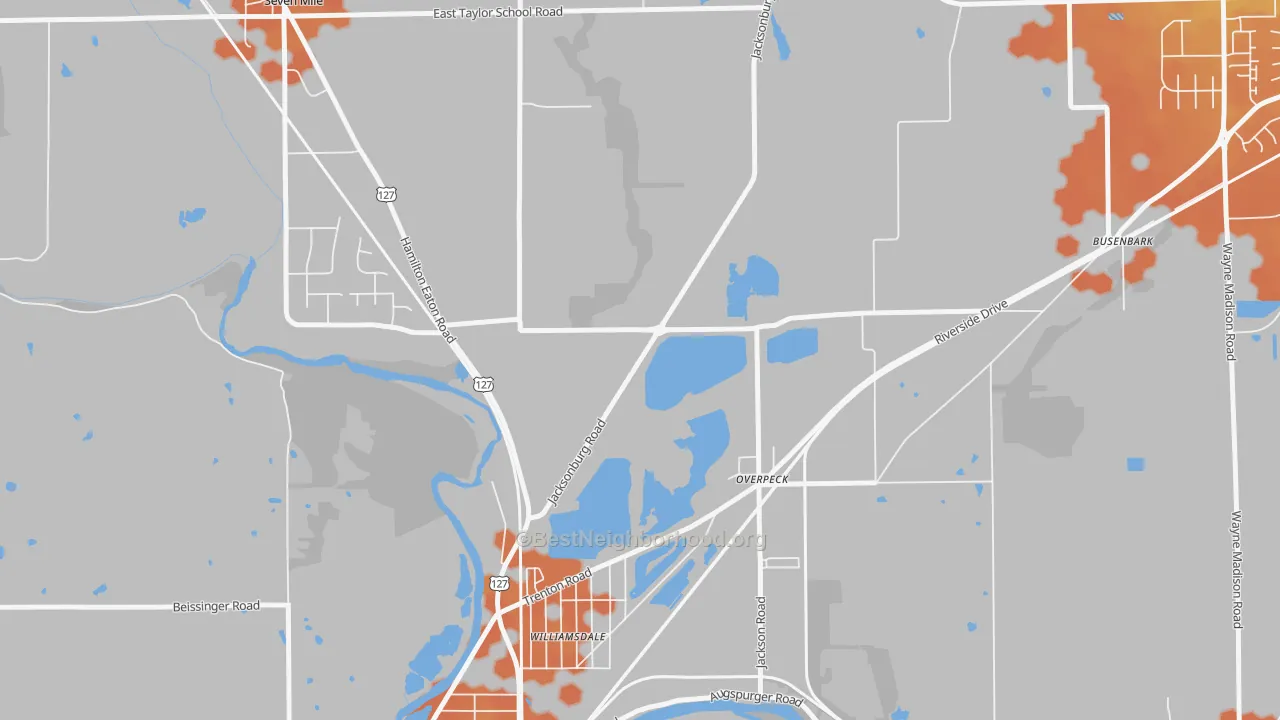Bike Grade map of Overpeck, OH