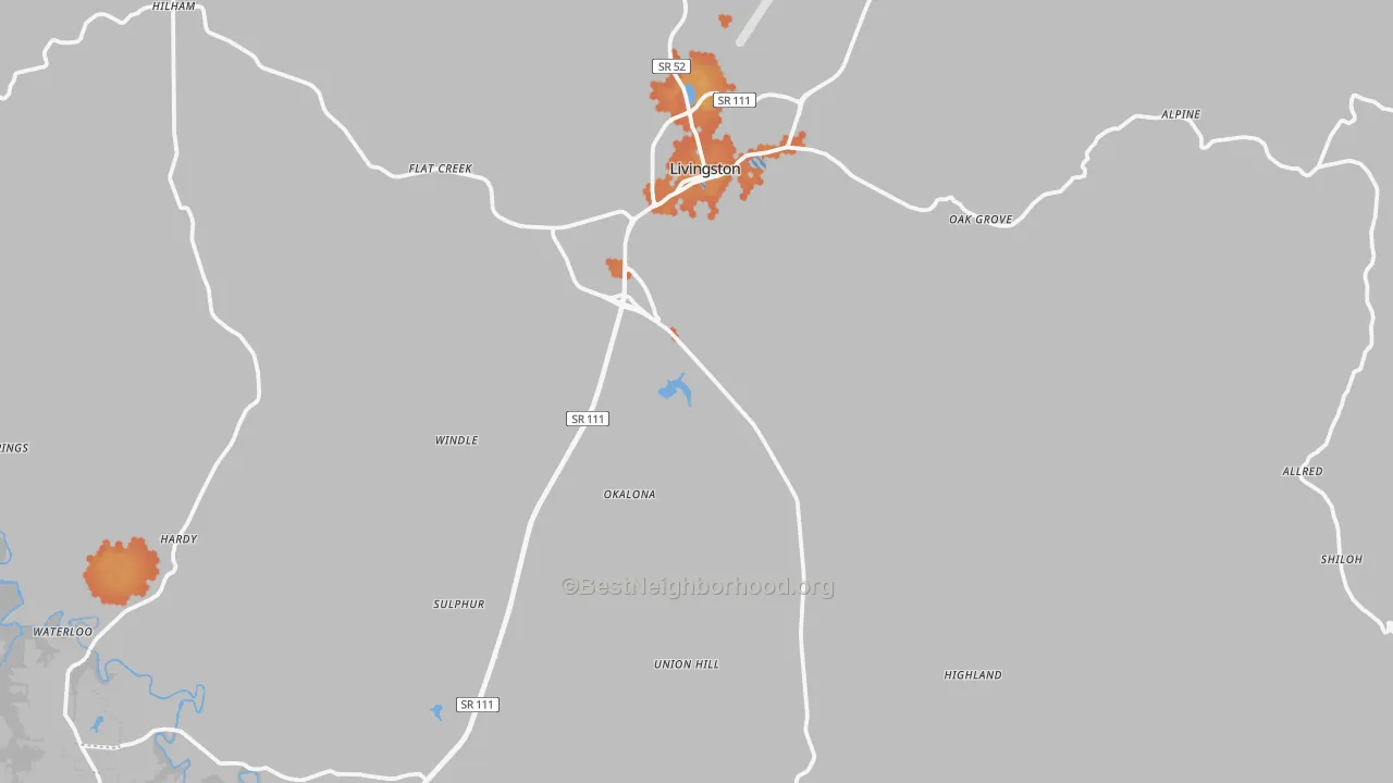Bike Grade map of Overton County, TN