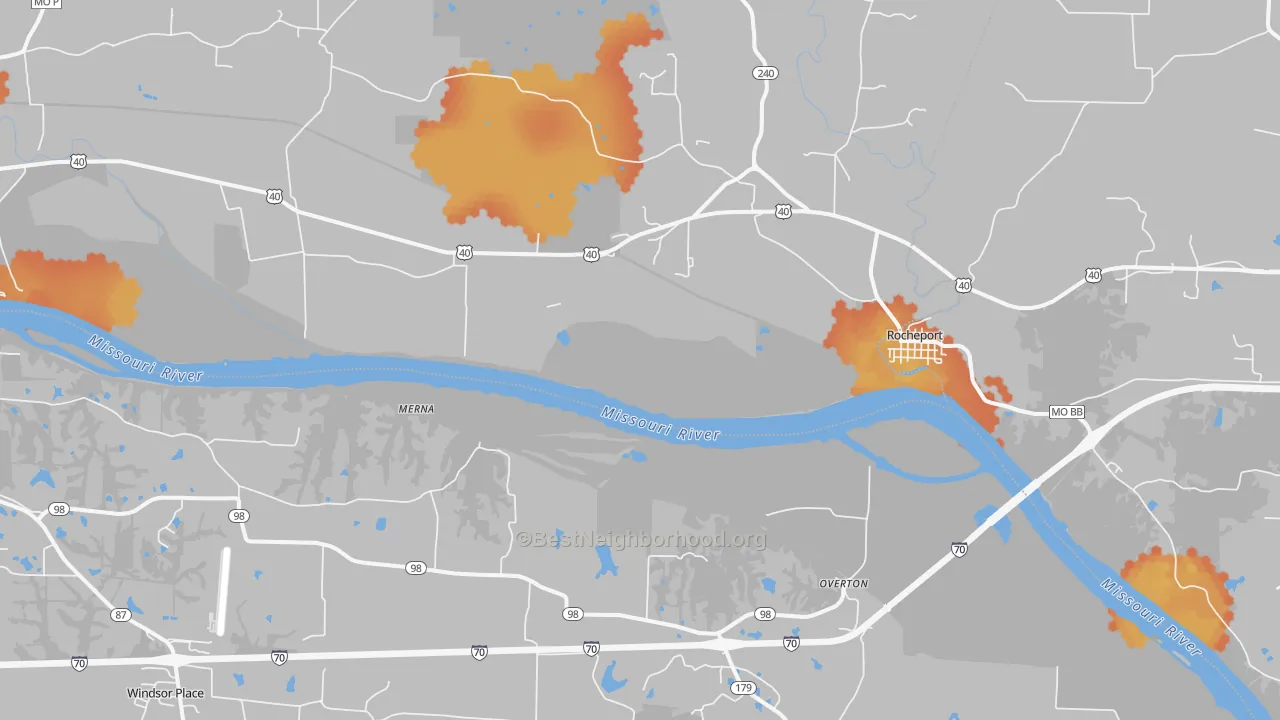 Bike Grade map of Overton, MO