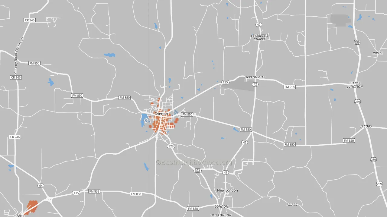 Bike Grade map of Overton, TX