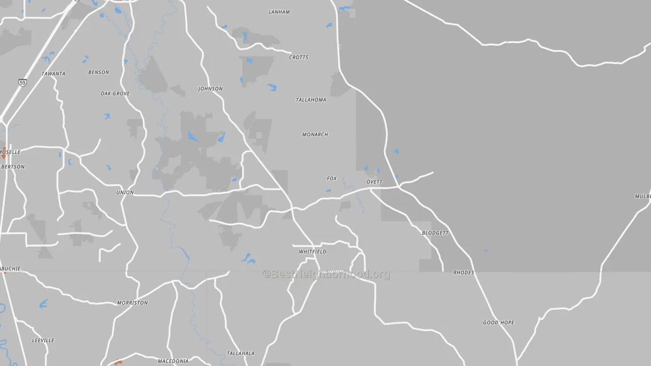 Bike Grade map of Ovett, MS