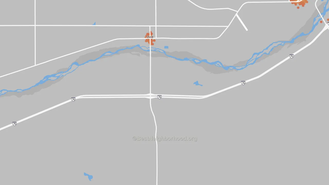 Bike Grade map of Ovid, CO
