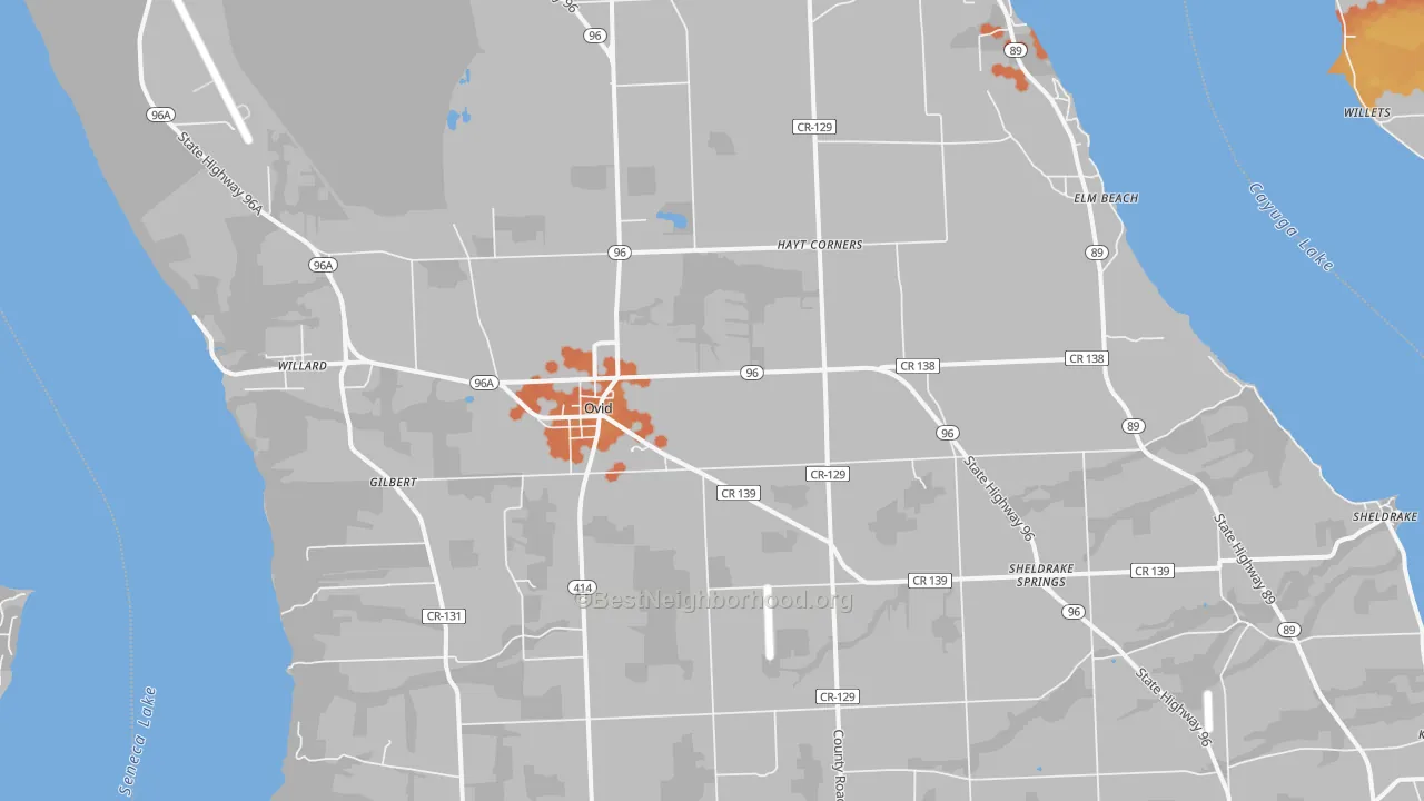 Bike Grade map of Ovid, NY
