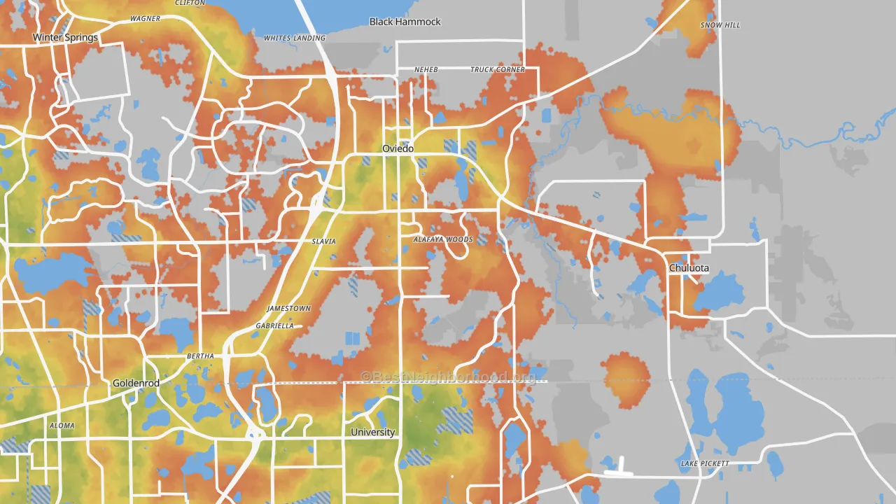Bike Grade map of Oviedo, FL
