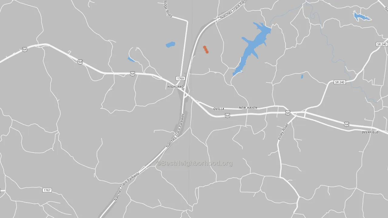 Bike Grade map of Ovilla, TN
