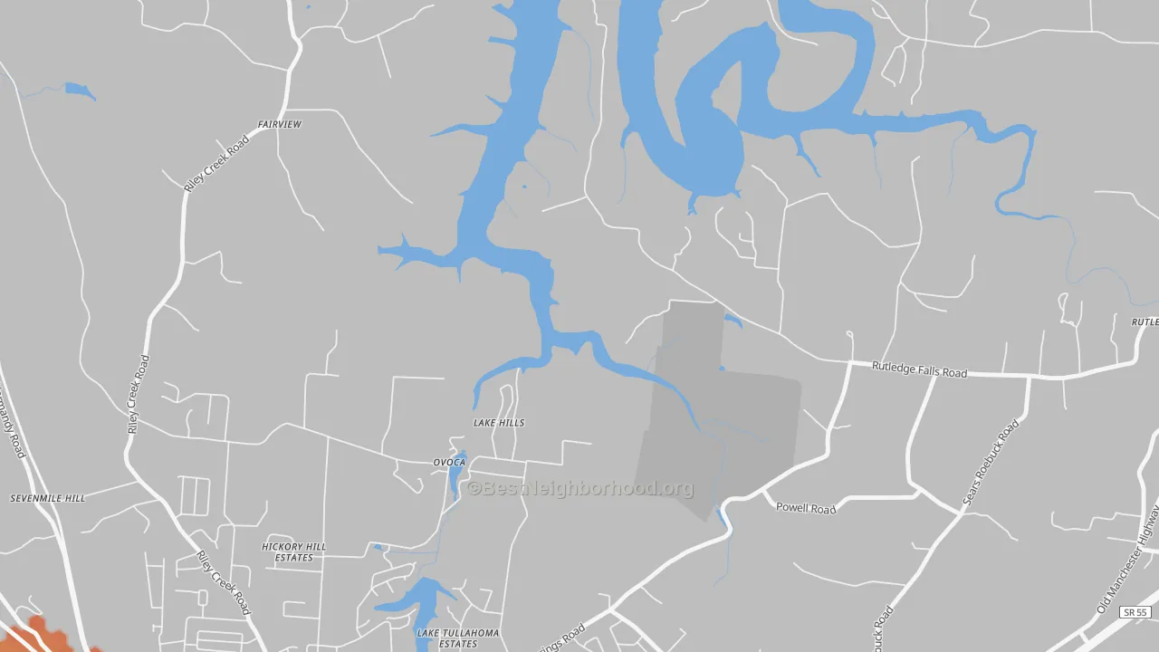 Bike Grade map of Ovoca, TN
