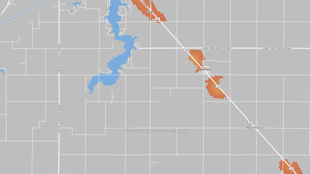 Bike Grade map of Owaneco, IL