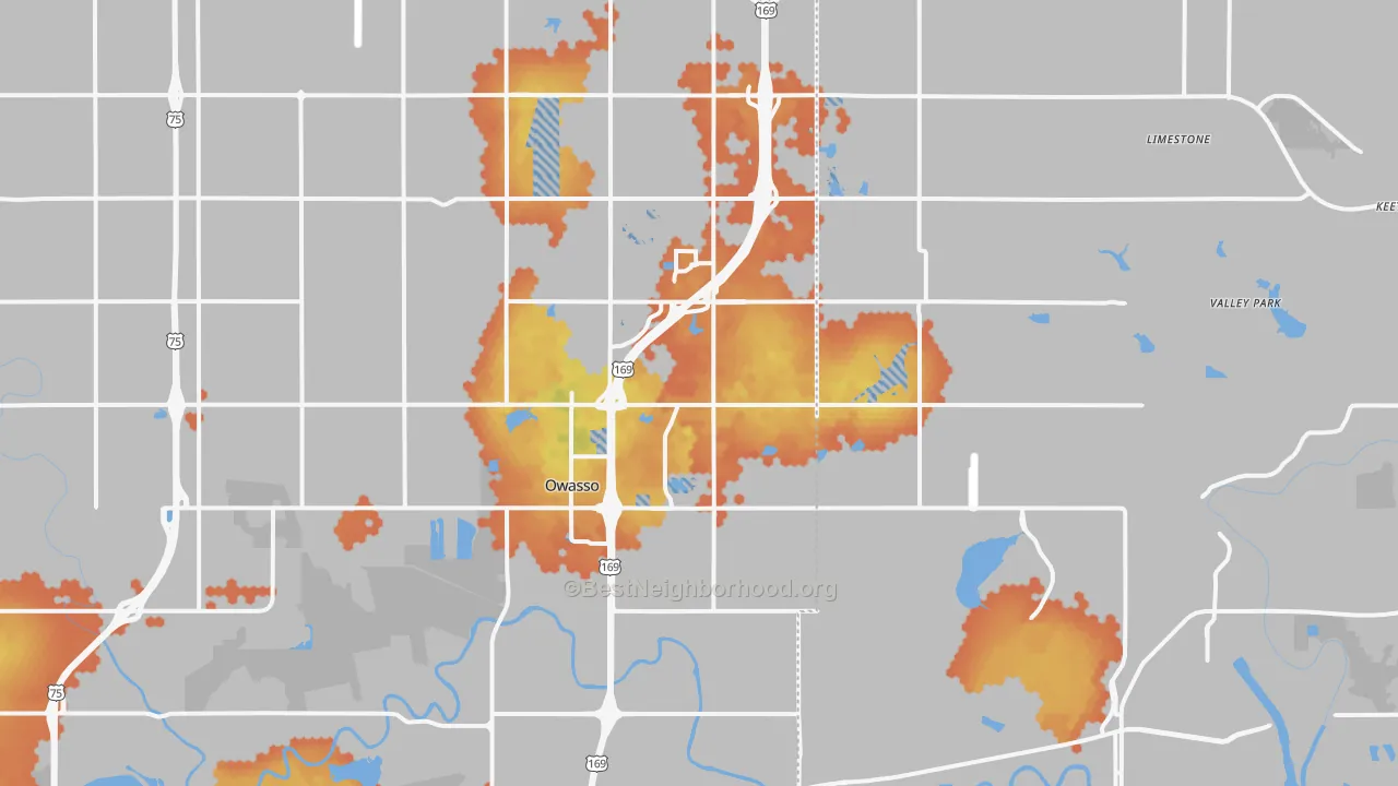 Bike Grade map of Owasso, OK