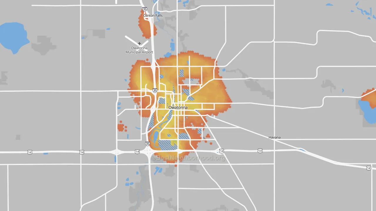 Bike Grade map of Owatonna, MN