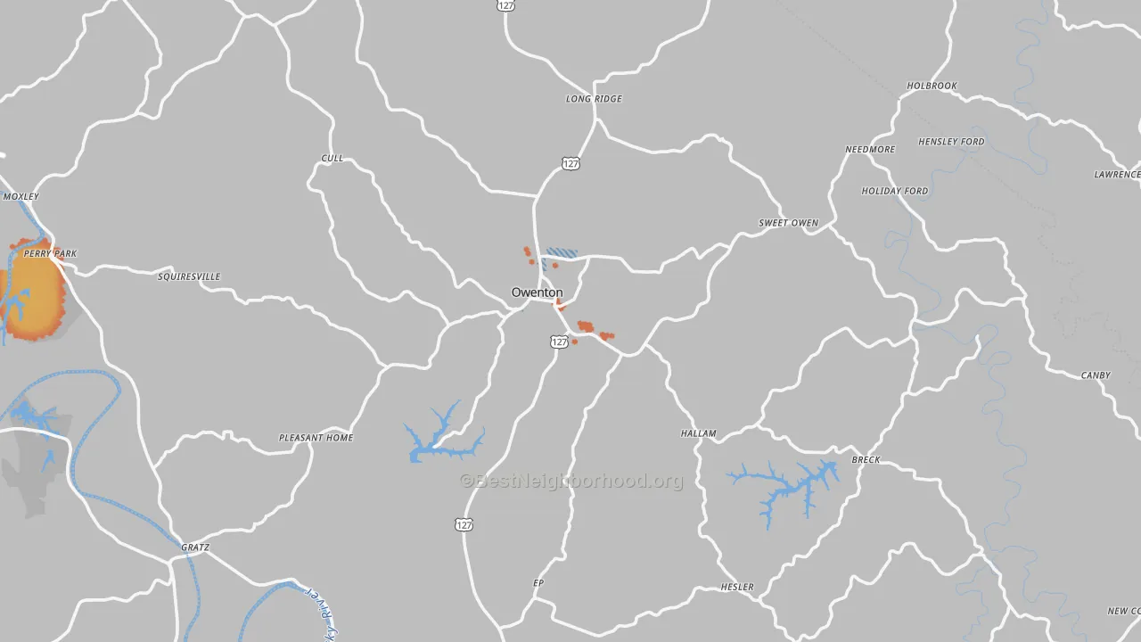 Bike Grade map of Owen County, KY