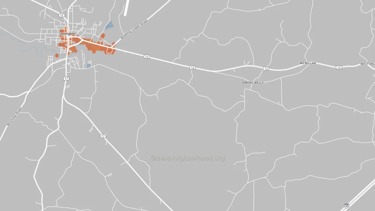 Bike Grade map of Owens Wells, MS