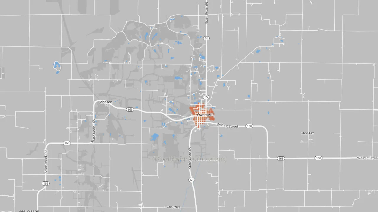 Bike Grade map of Owensville, IN