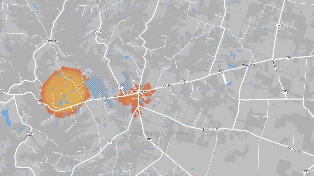 Bike Grade map of Owensville, OH