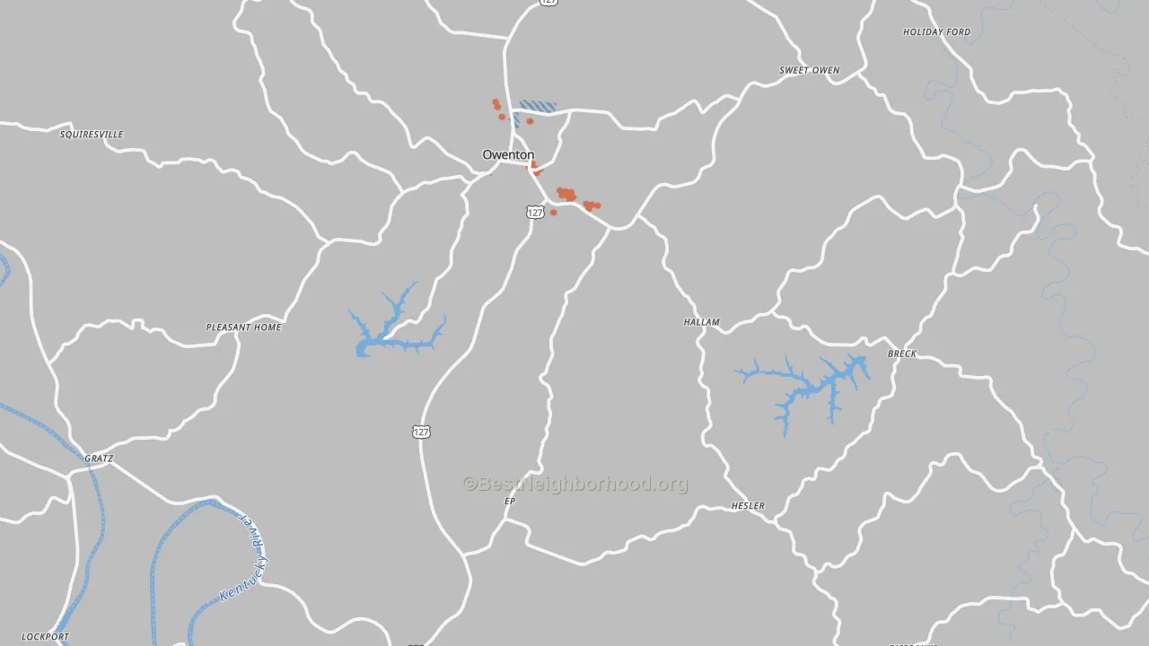 Bike Grade map of Owenton, KY