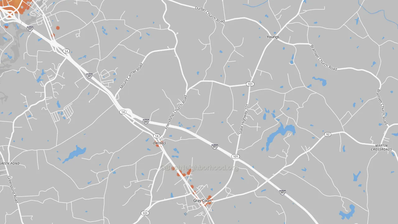 Bike Grade map of Owings, SC
