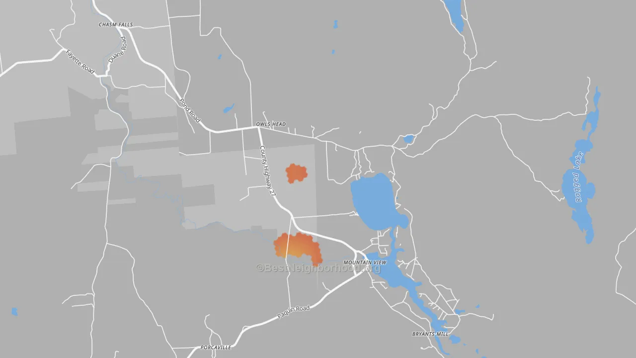 Bike Grade map of Owls Head, NY