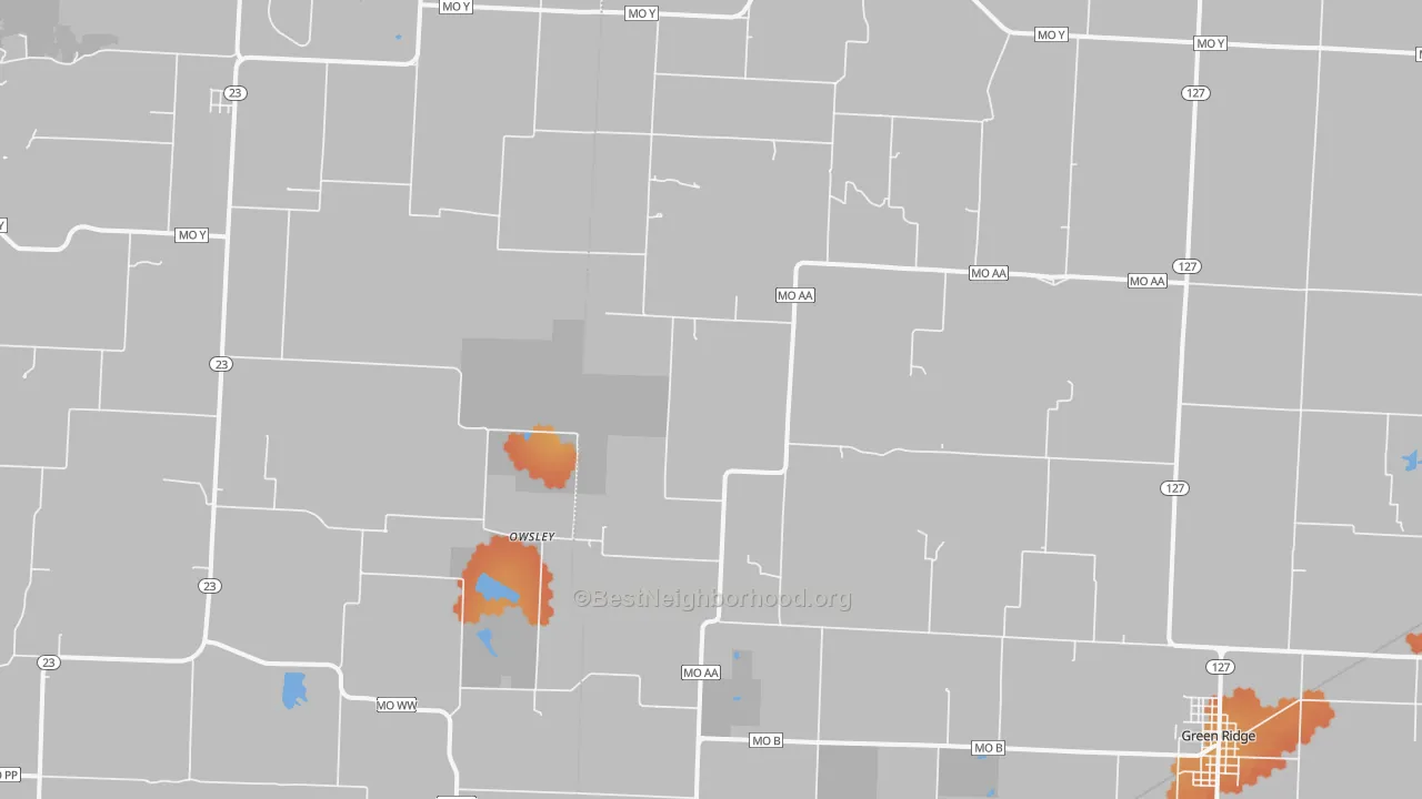 Bike Grade map of Owsley, MO
