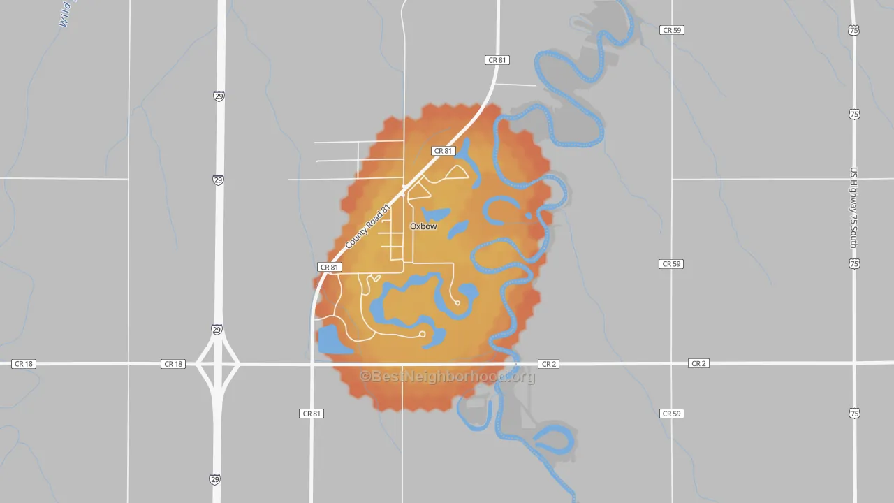 Bike Grade map of Oxbow, ND