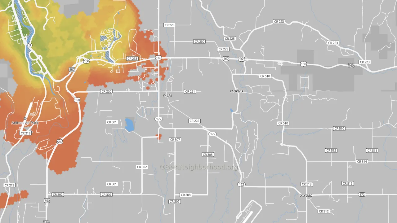 Bike Grade map of Oxford, CO