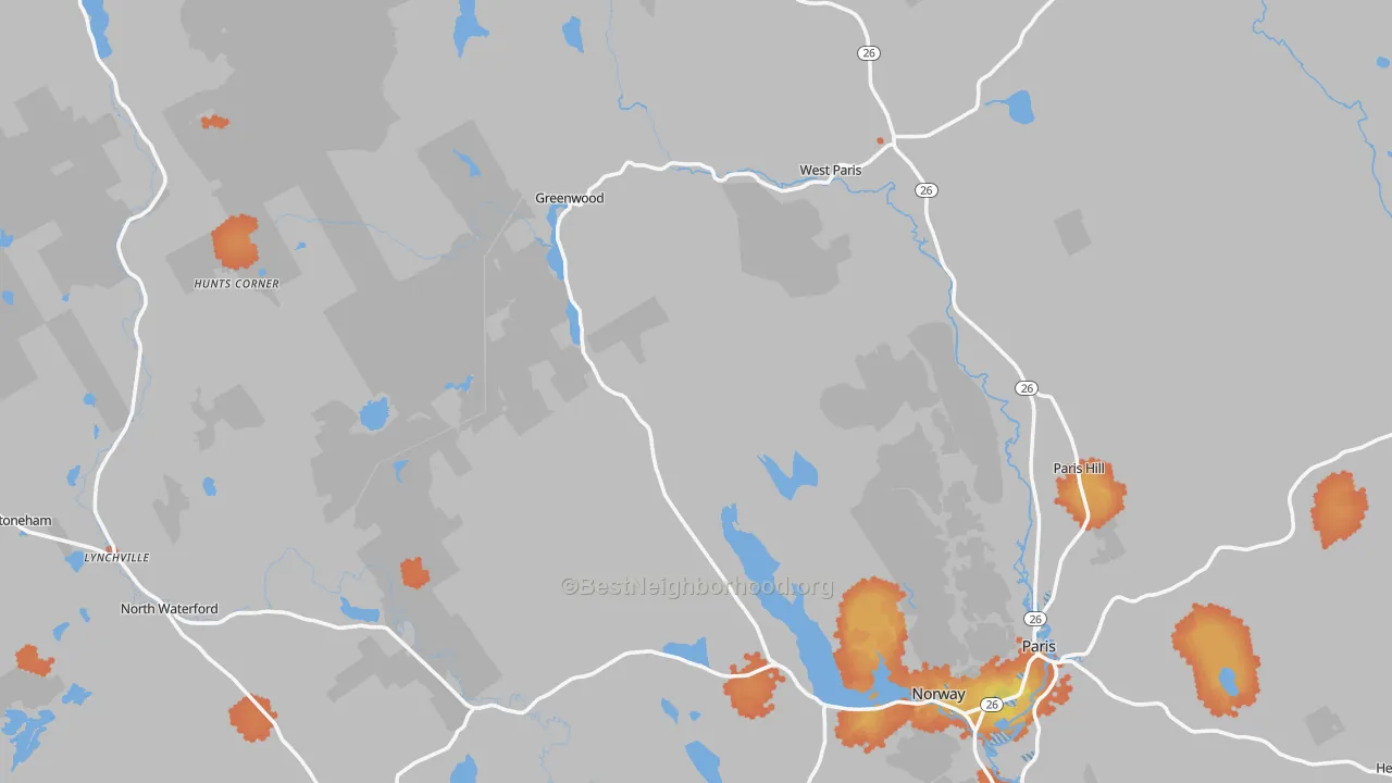 Bike Grade map of Oxford County, ME