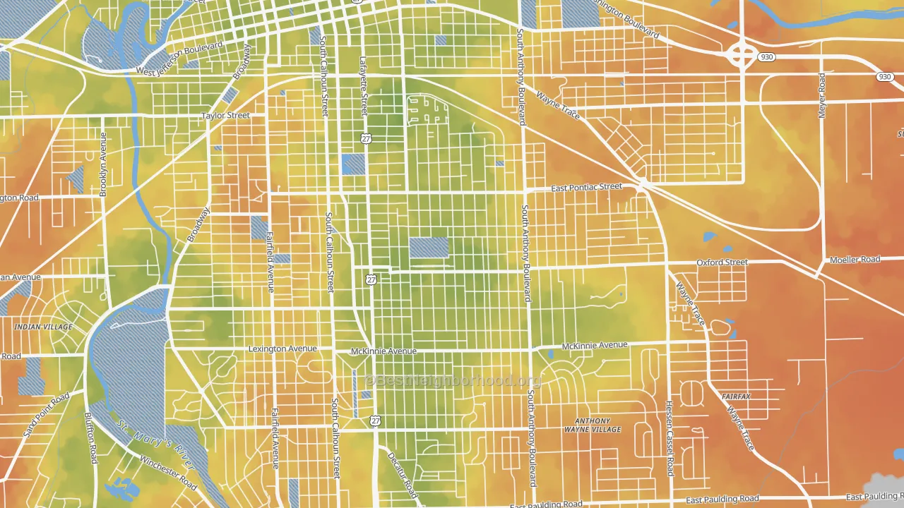Bike Grade map of Oxford, Fort Wayne, IN