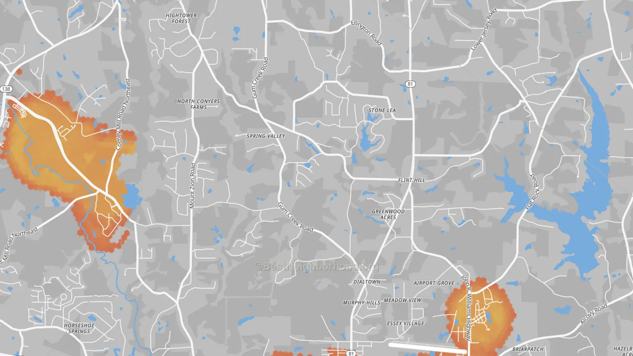 Bike Grade map of Oxford, GA