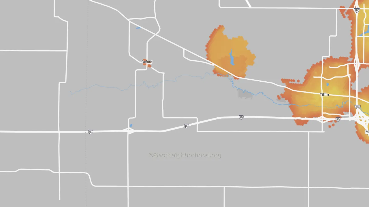 Bike Grade map of Oxford, IA