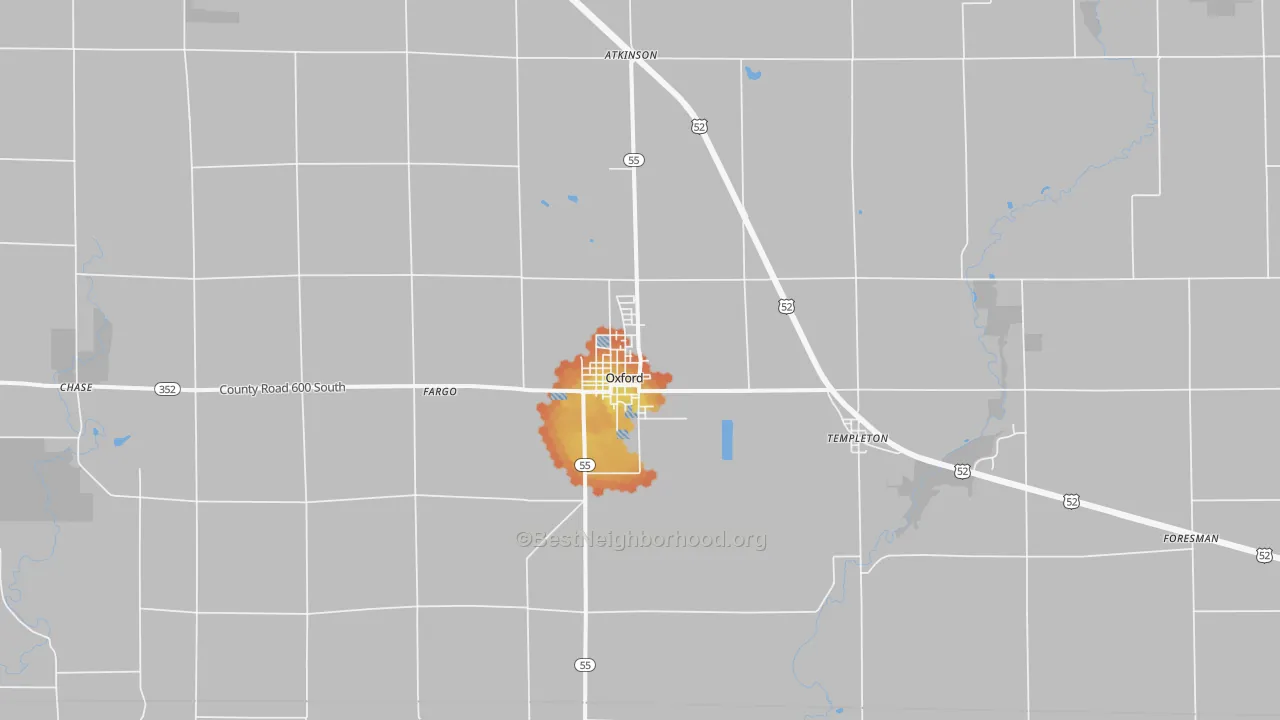 Bike Grade map of Oxford, IN
