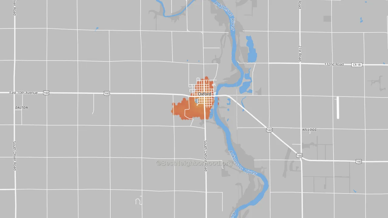 Bike Grade map of Oxford, KS