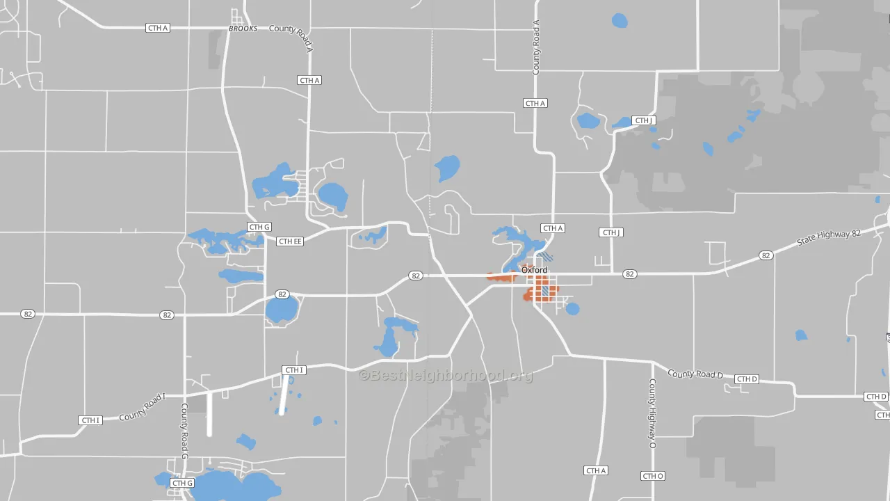 Bike Grade map of Oxford, WI