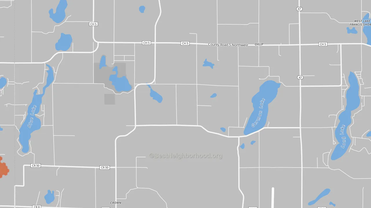 Bike Grade map of Oxlip, MN