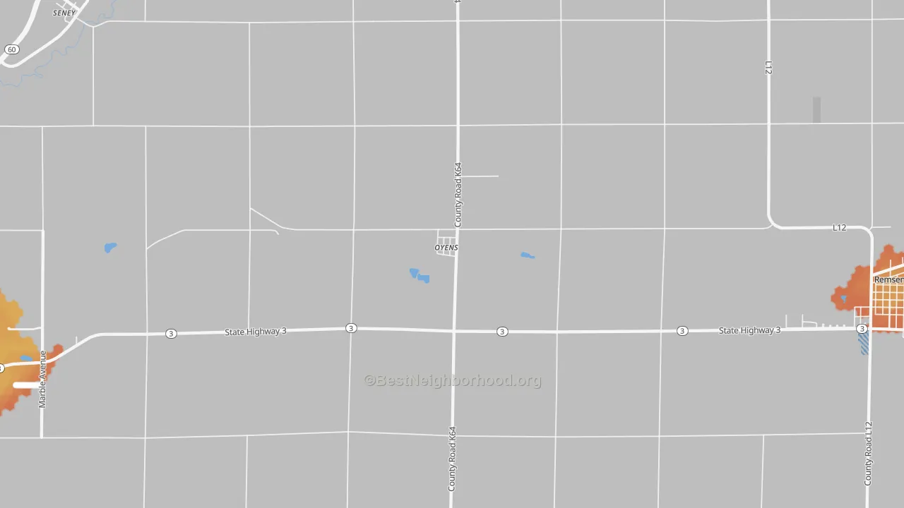 Bike Grade map of Oyens, IA