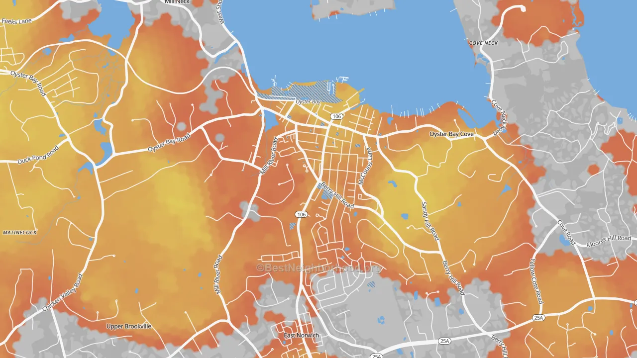 Bike Grade map of Oyster Bay, NY