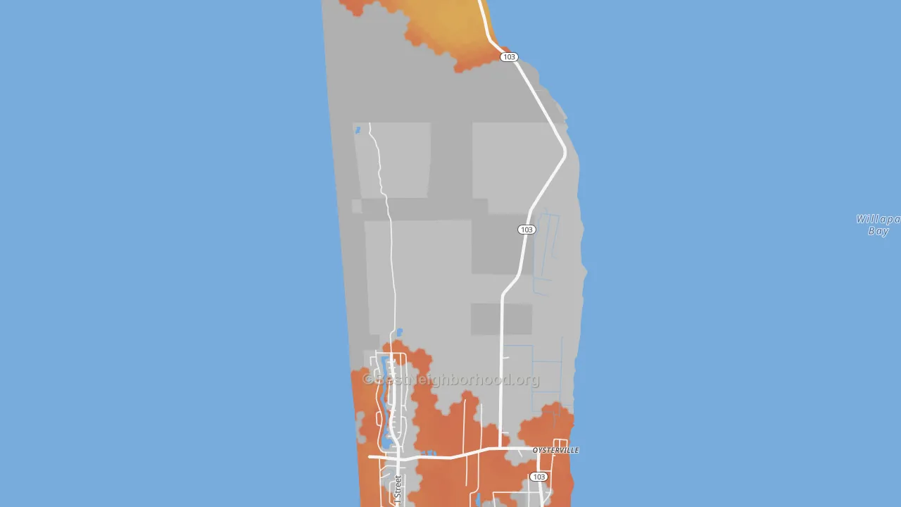 Bike Grade map of Oysterville, WA