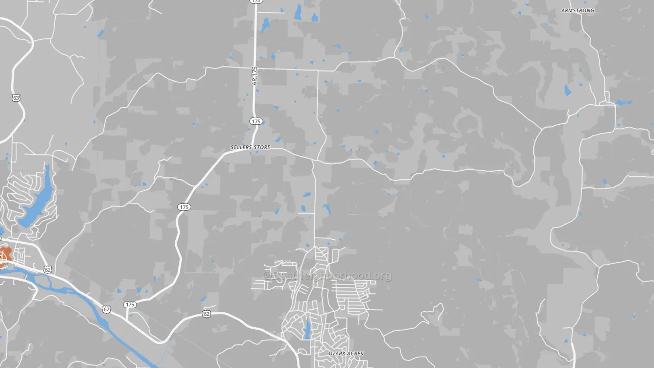 Bike Grade map of Ozark Acres, AR