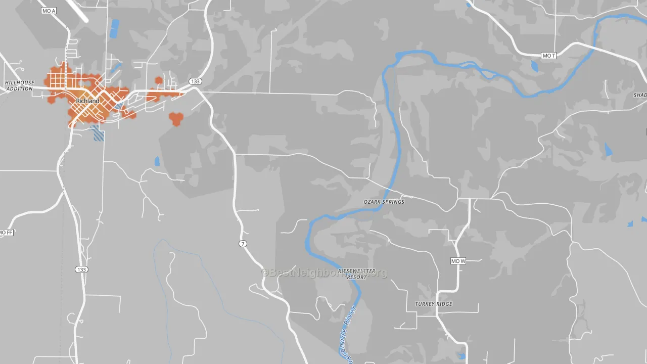 Bike Grade map of Ozark Springs, MO