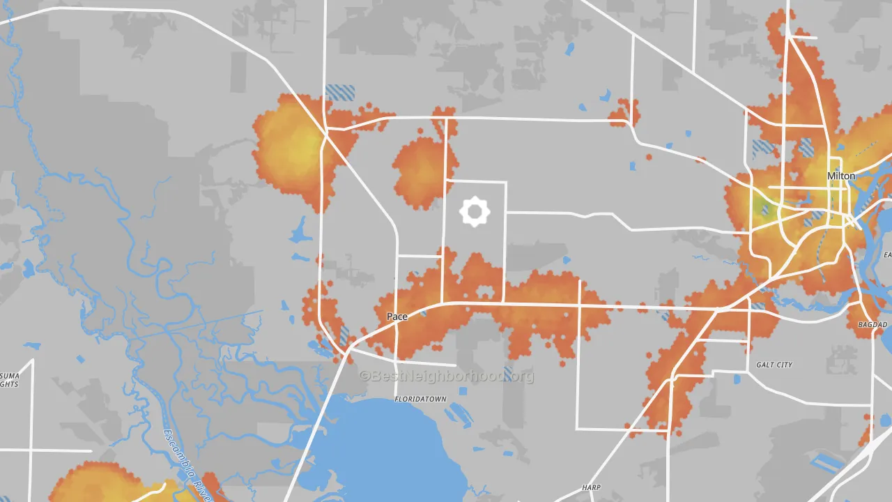 Bike Grade map of Pace, FL