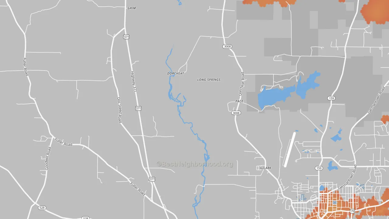 Bike Grade map of Pace, LA