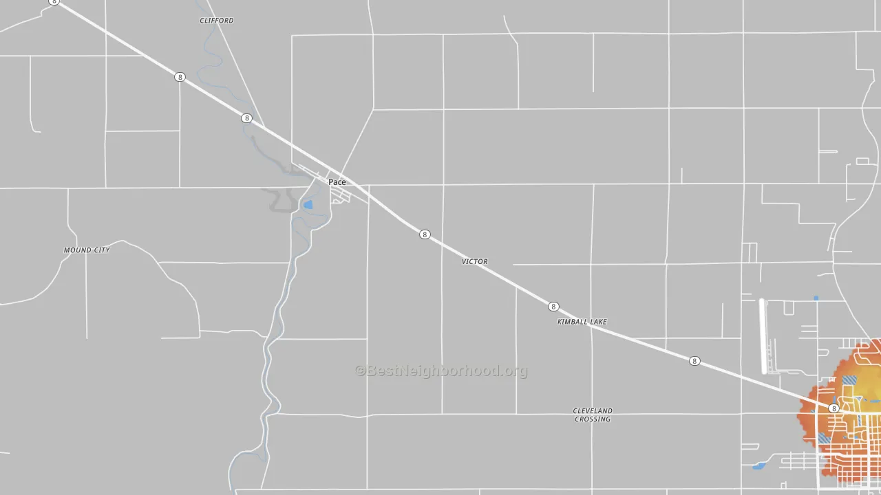 Bike Grade map of Pace, MS