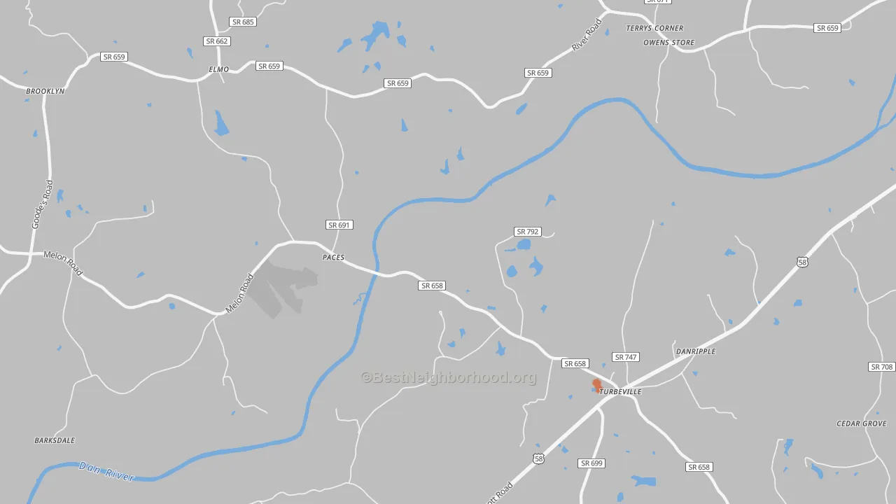 Bike Grade map of Paces, VA