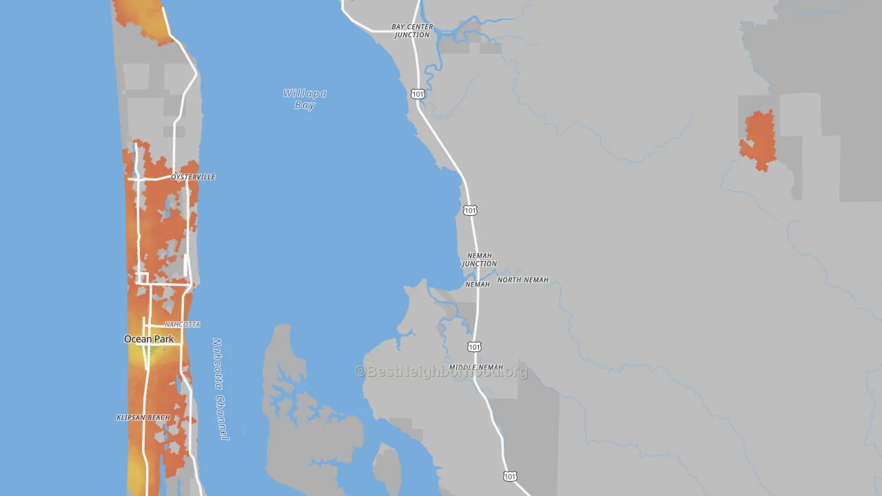 Bike Grade map of Pacific County, WA