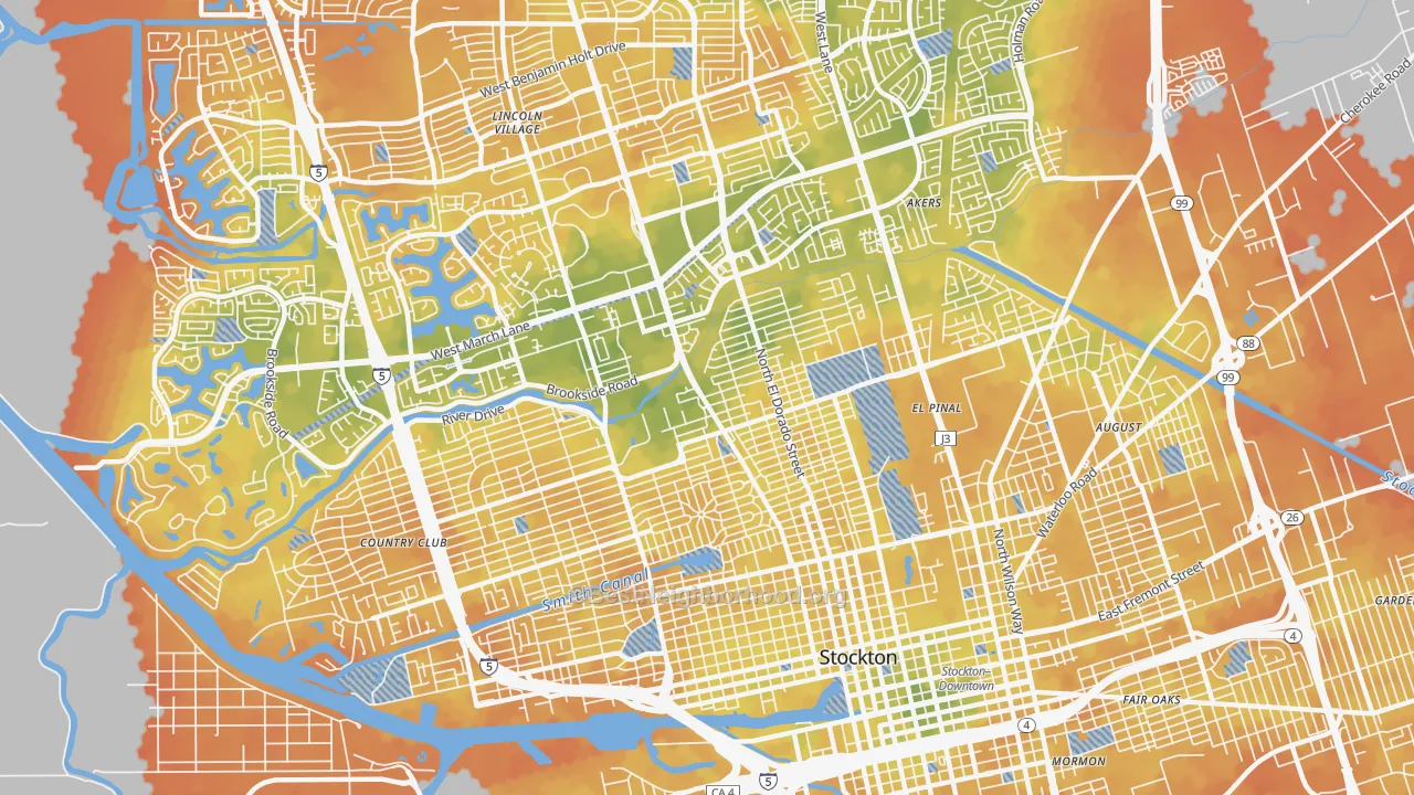 Bike Grade map of Pacific, Stockton, CA
