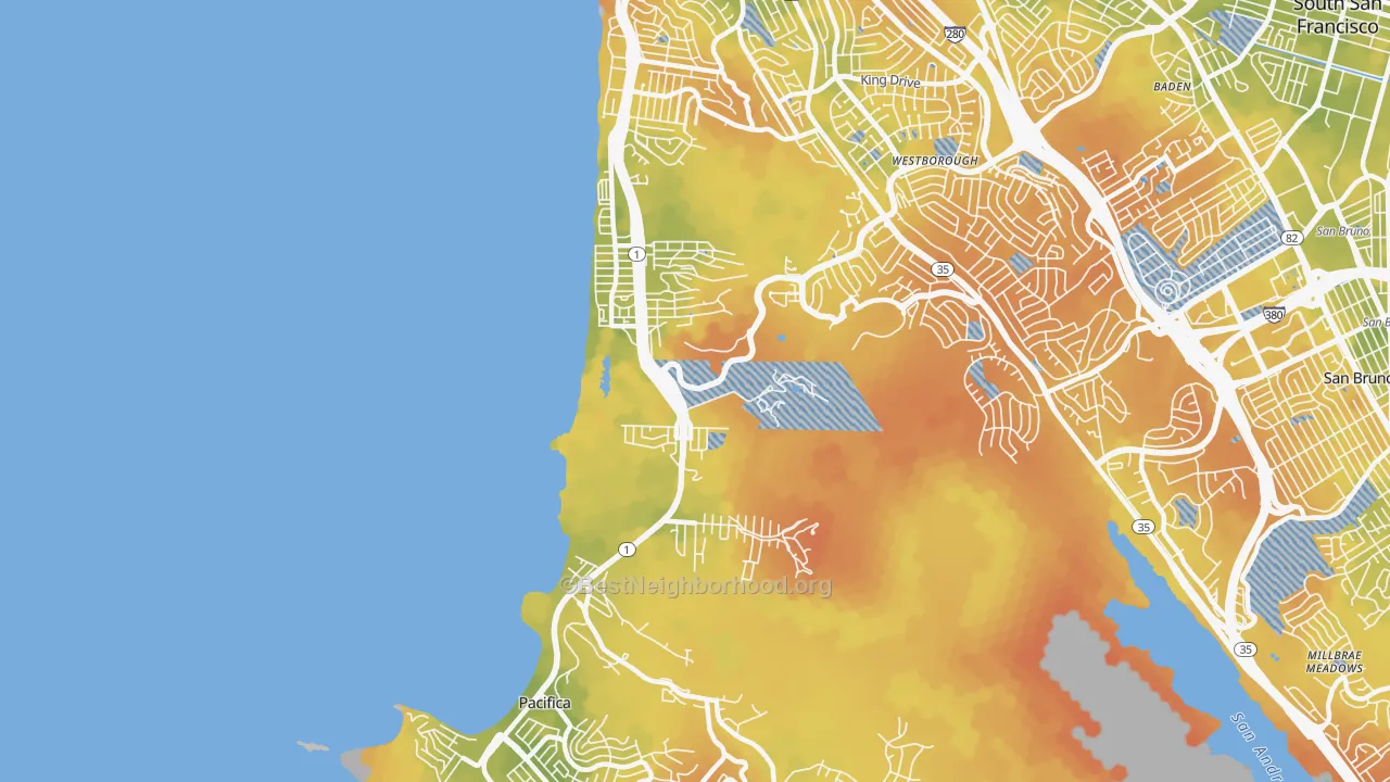 Bike Grade map of Pacifica, CA