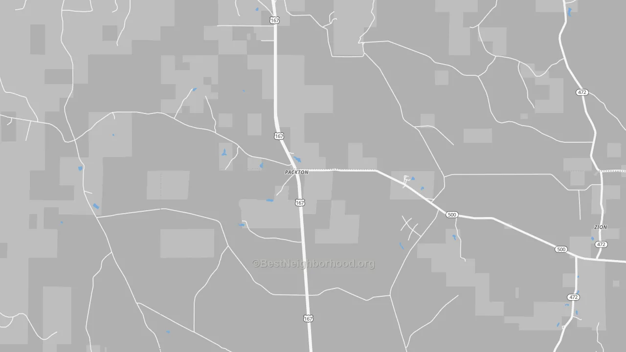 Bike Grade map of Packton, LA