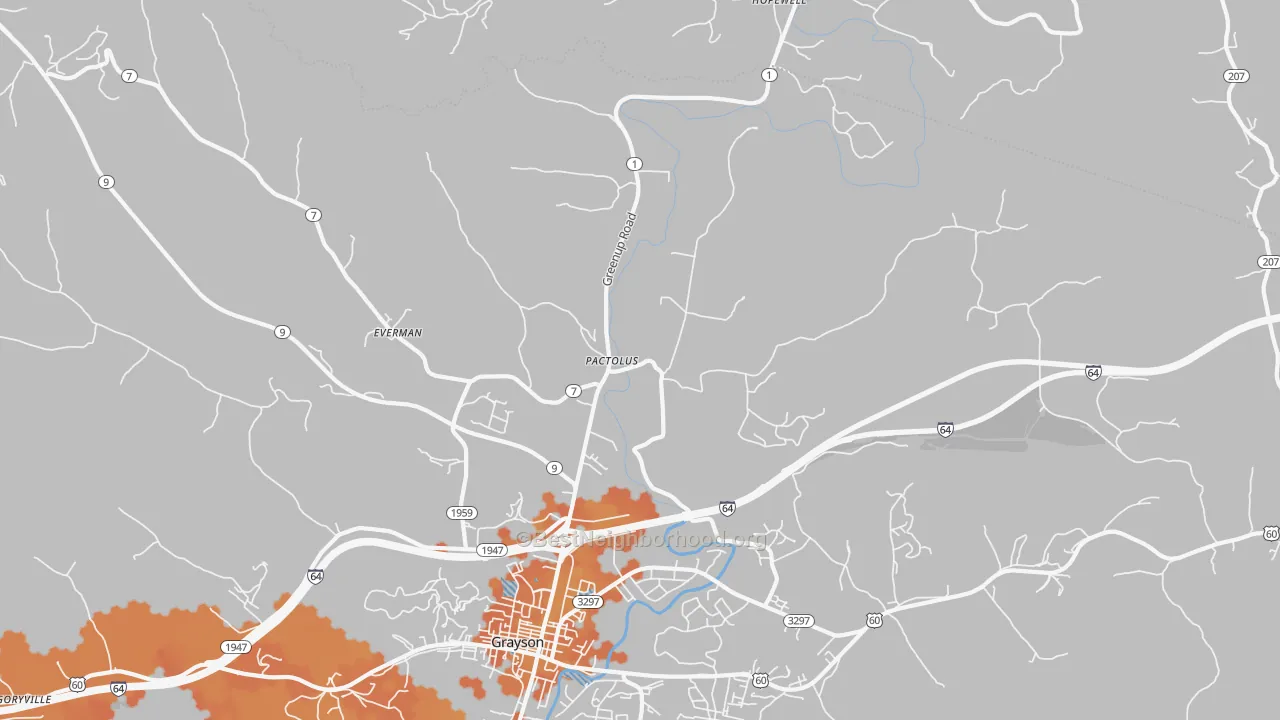 Bike Grade map of Pactolus, KY