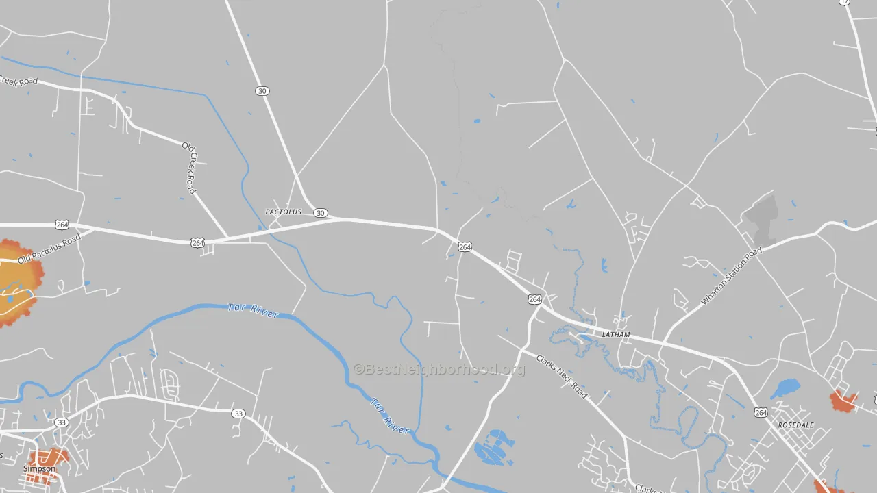 Bike Grade map of Pactolus, NC