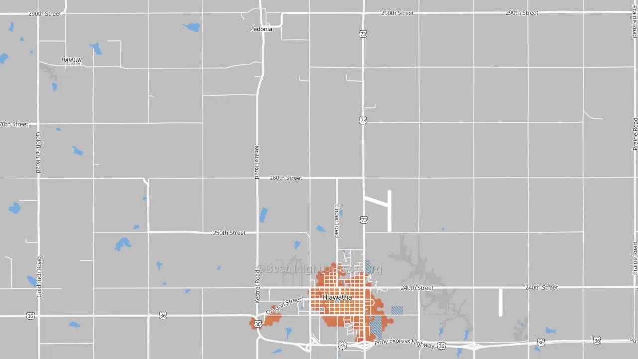 Bike Grade map of Padonia, KS