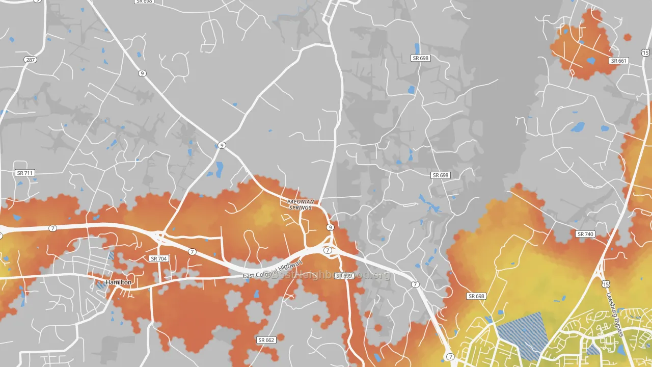 Bike Grade map of Paeonian Springs, VA